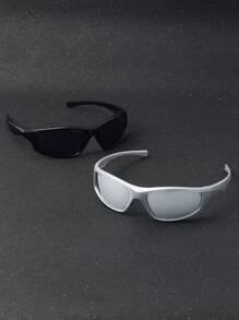 1/2pcs Men Personalized Street Style Technological Futuristic Fashion Glasses For Driving Camping Outdoor Cycling Golf Mountaineering Decoration For Summer Beach Vacation, Outdoor, Travel