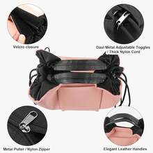 VogueVOyage 20 Inch Drawstring Makeup Bag Open Flat - K-pinkish - View 3