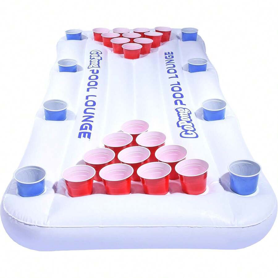 Piscina Lounge Beer Pong Inflable con Flotación Social, Blanca - 1,88 metros - Ver 1