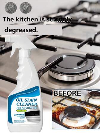 Limpiador de cocina para estufa, spray desengrasante para eliminar manchas de aceite y suciedad, apto para parrillas, hornos microondas, estufas de gas y azulejos cerámicos