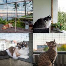 236.22 X 118.11 Inches Reinforced Steel Wire Balcony Cat Net, UV-Resistant & Weather-Proof Black Window Cat Protection Netting