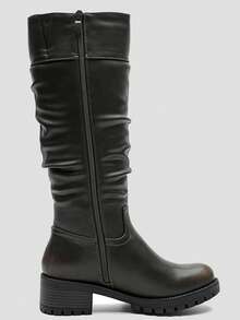 GLOBALWIN Women's Knee High Boots Chunky Low Heel Boots For Women Fashion Dressy Riding Boots Fall Boots Halloween Season - 破爛棕色 - 查看 2