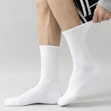 5/10 Pairs/Sets Of Men's Spring And Summer Solid Color Mid-Tube Socks Combination Suitable For Daily Use In The Gym, Fall