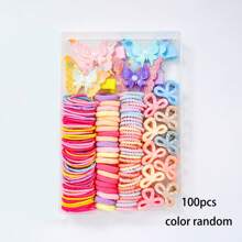 100pcs Hair Accessories Set Including Hair Clips, Hair Scrunchies, Glitter Butterfly Hair Clips And Hair Ties, Sweet And Cute Hair Decorations