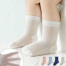 5 Pairs Lightweight Children Mesh Breathable Loose Rim Mid-Calf Socks, Baby/Infant, Non-Binding Leg