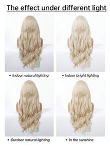 Long Body Wavy Blonde Synthetic Lace Front Wig Soft & Natural, Realistic Scalp 180% Density 13x3.5 Glueless Wigs For Women Pre-Plucked Hairline Wigs For Party Daily Use - Platinum - View 11
