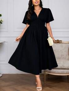 Plus Size Dresses - Black - View 4