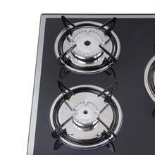 SENDERPICK 5-Burner Gas Stove, Cast Iron Gas Cooktop, Burners, Stove + Stainless Steel Water Pan - Black - View 10