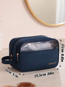 1Pc PU Transparent Toiletry Bag, Minimalism Waterproof Wash Bag With Zipper, Skin Friendly Solid Color Makeup Storage Bag, Portable Stylish Travel Toiletry Bag, Multi-Functional Cosmetic Bag, Large Capacity Clear Bag, Simple Cute Zipper Storage Bag Handheld, Beach Bag, Beach Tote Inner Bag, Gift For Summer, Anniversary, Valentine's Day, Vacation, Business Trip, Daily Use, Holiday, Back To School New Style In 2025.