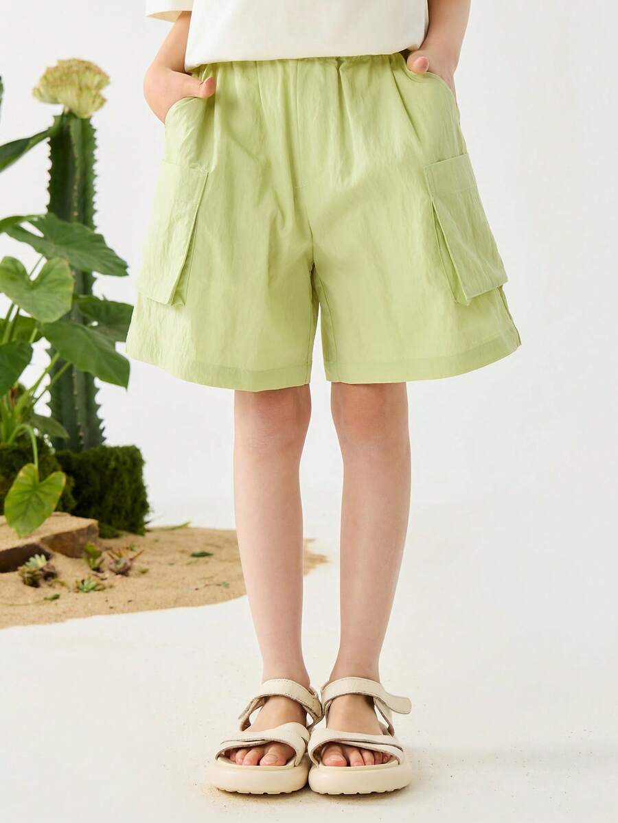 mini bala Young Girl A-Line Shorts – Bloomer Design – Lightweight & Quick-Dry - Yellow Green - View 1