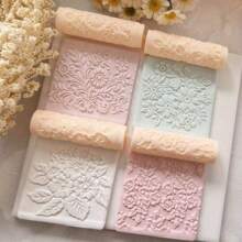 Set de 4 piezas Rodillo de textura de flores europeas de cerámica suave, herramienta de rodillo de textura de alta precisión para hacer pendientes DIY, broches, decoraciones y otras manualidades