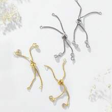 3 件铜锆石可调节手链 DIY 珠宝配件 - 金黃色 - 查看 6