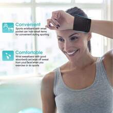 二合一运动腕带带拉链袋 - 防汗防滑健身/跑步/旅行配件，轻质尼龙钱包，可存放钥匙/卡/现金（男女）健身房腕带配件 - 彩色 - 查看 6