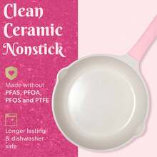 Paris Hilton Clean Ceramic Nonstick Cast Aluminum Cookware Set With Heart Shaped Lid Knobs 10 Piece Pink - 粉紅色如圖 - 查看 3