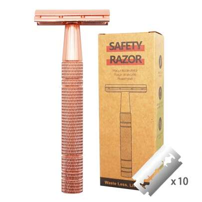 The Reusable Women Razor Rose Gold Double Edge Safety Razor With 10 Blades,