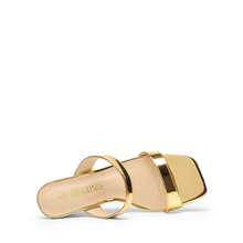 Women Slides Wedge Sandals Square Open Toe Dress Casual Strappy Shoes - Vàng - Xem 3