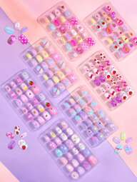 (168pcs And 24pcs) Kids Press-On Nails For Girls, Naio Kids False Nails, Pre-Glued Sticker Nails, Full Coverage Short Acrylic Nails Set For Girls Nail Art Decoration