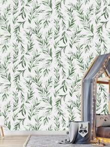 1 Roll 45cm Green Leaf Peelable & Stick Wallpaper, Bohemian Removable Vinyl Contact Paper, Modern Neutral Self-Adhesive Wall Paper, Suitable For Cabinet, Bedroom Decor, Renovation Stickers Peel Wall Panels, Wall Paper, Wallpapers, Spring Decoration Items Refresh Your Home, Festival Decoration Stickers Gifts Birthday Graduation