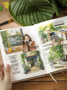 MOCARD 15pcs/Pack Large Size Watercolor Landscape Stickers, Creative Art Stickers, DIY Decorative Collage Craft Materials, Holiday Gifts, Personalized Scrapbooking School Supplies School Supplies,Back To School