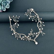 1pc Silver Hair Accessory For Women, Handmade Bridal Headpiece, Crown Hairstyle Decor Suitable For Wedding, Engagement, Party, Christmas