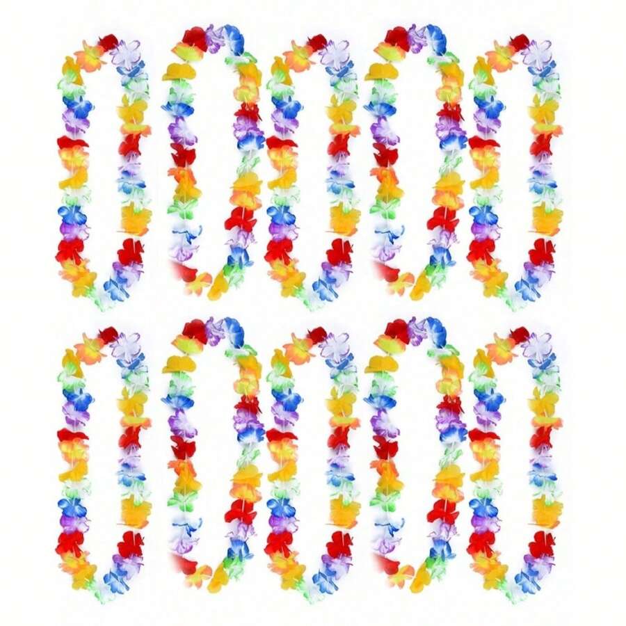AFYPRTY Set de 10 leis hawaianos, leis aloha de luau, perfectos para disfraces hawaianos elegantes, suministros para fiestas con temática de playa, regalos de decoración tropical, accesorios de decoración para fiestas con temática hawaiana en la piscina para adultos