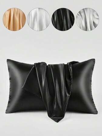 1pc Satin Pillowcase, Solid Collor Pillow Case For Hair And Skin, Luxurious And Silky Smooth, Ultra Soft And Breathable, No Filler, Machine Washable