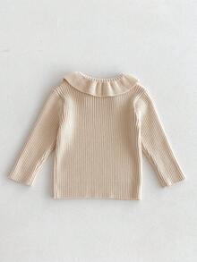 1pc Girls Toddler Kids Knit Sweater, Casual Stylish Comfort Long Sleeve Pullover, Suitable For Autumn/Winter