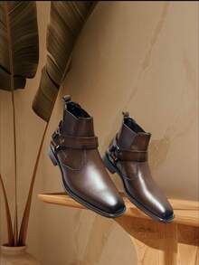 BOTA CHELSEA DE HOMBRE HECHO DE PIEL POR DENTRO Y POR FUERA APROPIADA PARA TODO TIPO DE EVENTO, BOTA COSIDA A MANO CON SUEL ANTIDESLIZANTE, MODA, CALIDAD, CONFORT, ELEGANCIA, TODO EN UN SOLO PRODUCTO - Café - Ver 2