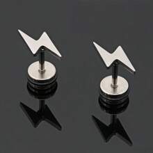 Super Eye - Catching For Daily Commutes! The New Of Lightning And Round - Disc Earrings.These Unique Lightning Earrings Are A Must - Have For A Casual Style. With A Stainless - Steel Body And A Leather Loop Design, They Combine Coolness And Femininity.