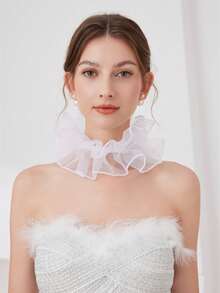 1pc Fashionable Solid Color Mesh Women Faux Collar For Dress For Christmas Decor - Multicolor - View 10