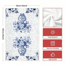 2 Pieces Set Of Kitchen Towels With Classic Retro Color Patterns Of Blue And White Porcelain, Blue And White, Soft And Absorbent Decorative Polyester Dishwashing Towels, Machine Washable, Size 40 * 60cm, Suitable For Decoration In Kitchens, Restaurants, Family Banquets And Parties, And Can Also Be Given As Gifts.