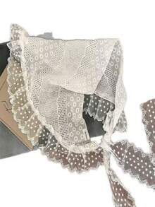 1 pièce Bandana en dentelle blanche Ceinture pour femmes Printemps Été Rétro français Foulard triangulaire de haute qualité Serre-tête Bandeau noué Accessoires capillaires mode Bandeaux classiques Automne Hiver Pour tenues de vacances Femme - Multicolore - Voir 6