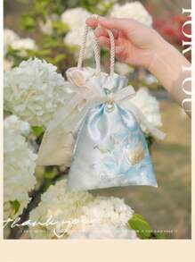 10pcs/Set Canvas Tote Bags, Vintage Print Handbags, Suitable For Jewelry, Candy, Stationery And Other Small Items. Also Applicable For Decoration, Fruit Packaging And Insecticide Storage. Applicable For Parties And Dining Occasions. Christmas, Valentine's Day Gifts