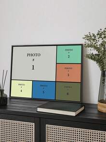 1pc 6 In 1 Framed Personalized Photo Collage Canvas, Family Photo Collage Print Gift For Couples, Wedding Pictures, Wall Decor Canvas, Photo Canvas Fall ,Ready To Hang Gifts Birthday Graduation,Graphic Print - Multicolor - View 4