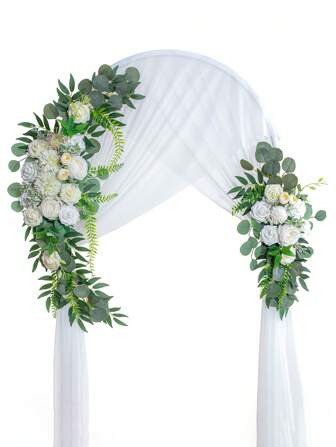 Flores para arco de boda, flores artificiales para decoración, 2 piezas de guirnalda floral como centro de mesa para una hermosa ceremonia de boda soñada
