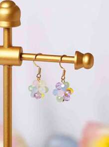 2 pièces Boucles d'oreilles pendantes élégantes et colorées avec fleurs d'hortensia en cristal faites à la main pour un port quotidien pour femmes