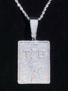 DUBSS 1 Pieza Colgante de Collar de Hombre Plateado en Oro Estilo Hip Hop con Efecto Brillante