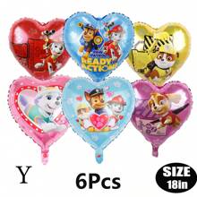 Paw Patrol Offiziell genehmigter 6er-Pack PAW Patrol Brave Adventure Suche und Rettung Hunde Thema Geburtstags Party Deko Ballon Set, 18 Zoll süßer Stadt Rettungshund Muster runder Aluminiumfolie Ballon Set, verschiedene Styles wählbar, Geburtstagsparty Wanddekoration, perfekt für Geburtstag Zeremonien Partywand Deko, Ballon Kombinations Dekorations Zubehör