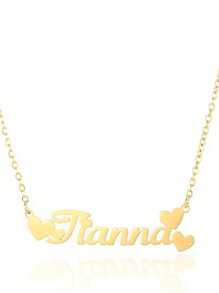 [Custom Necklace] Stainless Steel Personalized Name Necklace, Suitable For Couples And Family | Plated Gold Vintage Style | Can Engrave Birthday, Anniversary, Mother's Day Gift | Unisex, Minimalist & Cute Design