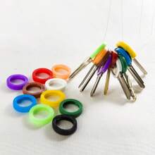10pcs Random Color Key Recognition Ring/Color Key Cover, Silicone Key Cover Car Accessories Bag Charm Backpack For School