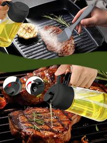 Oil Spray Bottle, 2 In 1 Oil Spray And Oil Container, 470ml/ 16oz Spray Bottle, Ooking Oil, Soy Sauce, Vinegar, Water, For Kitchen Utensils, Cook Outdoors, BBQ, For Air Fryer, Baking, Grilling