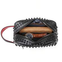 1pc Black Rivet Design Men's Clutch Bag, PU Material Large Capacity Zipper Handbag, Wristlet Bag Suitable For Daily Commute And Holiday Gift Travel Essential Gifts For Men Men's Gifts - Black - View 12