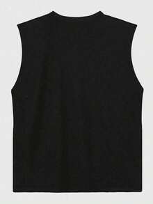 Men's Vest England Band Skull Tank Top Black Graphic Sleeveless 1Pcs - màu đen - Xem 3
