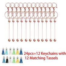 Bộ móc khóa hạt cườm 24/48/72 chiếc, bao gồm móc khóa hạt bạc và móc khóa tua rua da nhiều màu, dùng để làm đồ trang sức, vòng tay, mặt dây chuyền trang sức tự làm - Bạc - Xem 21