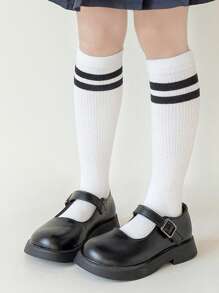 4/2/1 Pair Girls Socks, Summer Thin Mesh Mid-Calf Socks, Classic Black & White Stripe School Style, Versatile Fashion, Skin-Friendly Soft Breathable Casual Sports Socks, Suitable For Daily Life, Holidays, Travel, Back To School