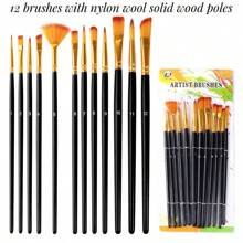 XIAJIAER 12 pinceaux de peinture pour peinture à l'huile et aquarelle, set de pinceaux de peinture professionnels pour huile, acrylique, canevas, gouache, fournitures scolaires, rentrée scolaire