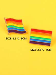2pcs Rainbow Flag Brooches, Suitable For Holiday Wear - Multicolor - View 4