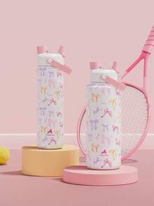 26 Oz Insulated Water Bottle With 2-In-1 Straw And Spout Lid, Keep Cold 24H, Leak-Proof, Fits In Car Cup Holder, Stainless Steel Water Bottle For Sports, Travel, And School (Ribbon Whimsy) - 26oz White Butterfly - View 8