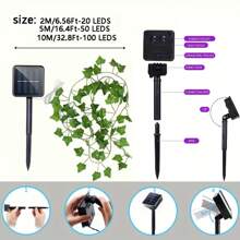 1 Stück, 2m/6,56ft 20LEDs, 5m/16,4ft 50LEDs, 10m/32,8ft 100LEDs solarbetriebene Efeu Lichterkette, Grün Blattpfad Lichter, Rasen Lichter, Garten Lichter für Hochzeit, Party, Garten, Camping, Zaun, Park, Fluss, Musikfestival Dekoration, Solar betrieben