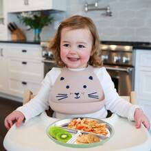 Plato de acero inoxidable para bebé con tenedor y cuchara, plato para bebé con ventosa, plato para niños con ventosa, plato para niños con divisores, irrompible, apto para lavavajillas - Multicolor - Ver 5